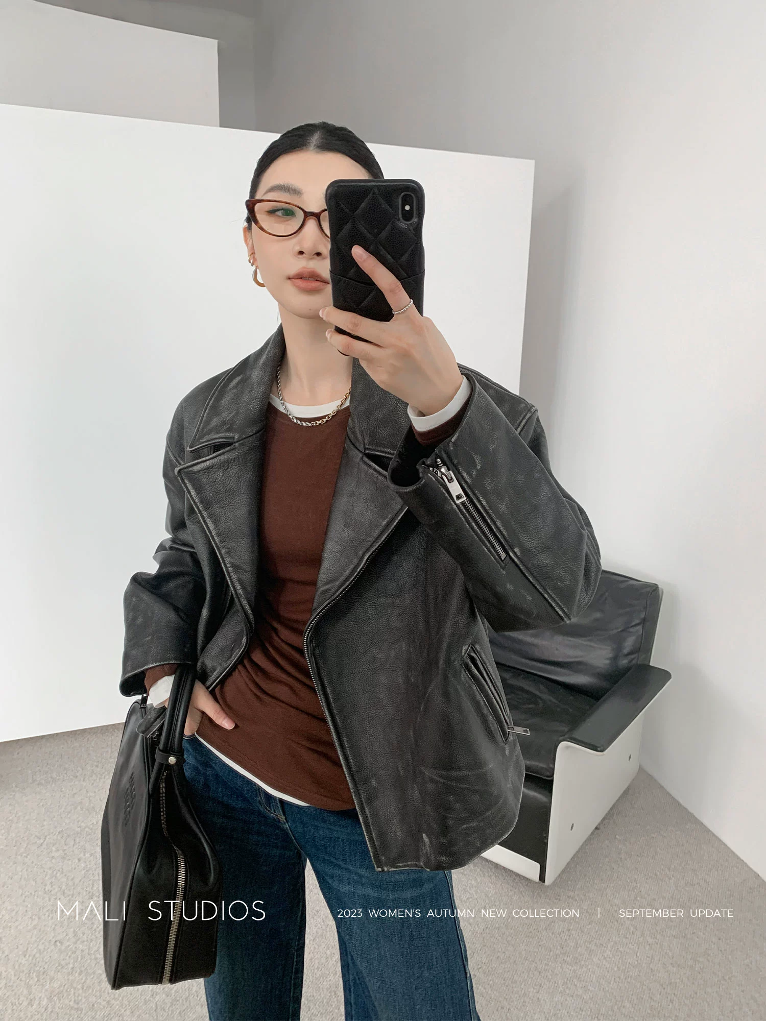 MALI|重磅手工擦色牛皮_复古摩登飒酷VTG做旧风机车皮夹克