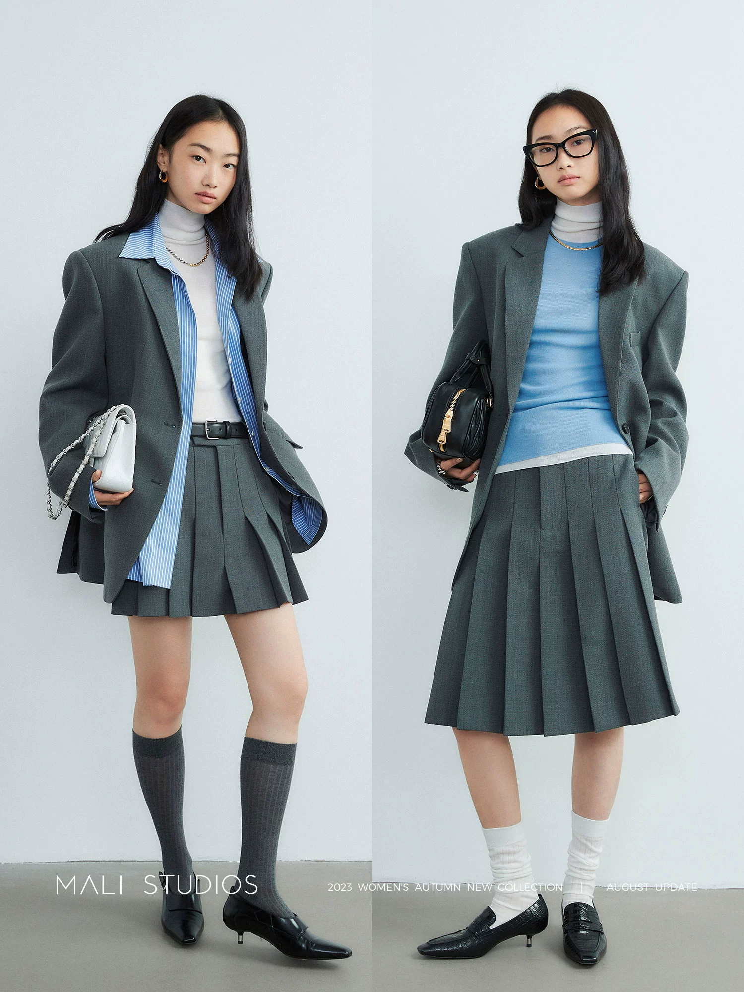 MALI|知识分子风套装_高端精纺羊毛经典廓西+长&短百褶裙