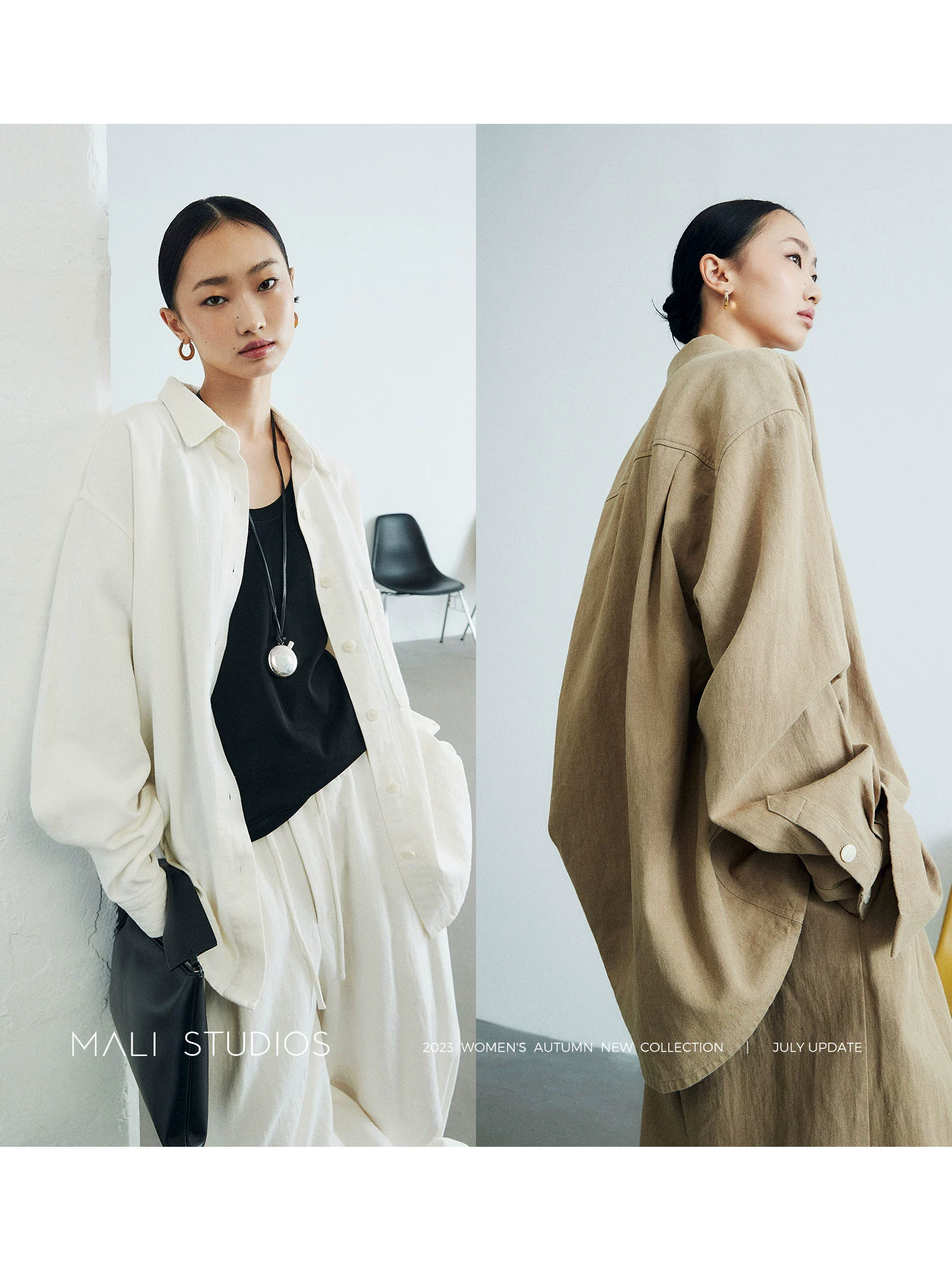 MALI|随性LM风_高密斜纹棉麻宽松廓形衬衫外套/半身裙/圆弧裤 - Image 4