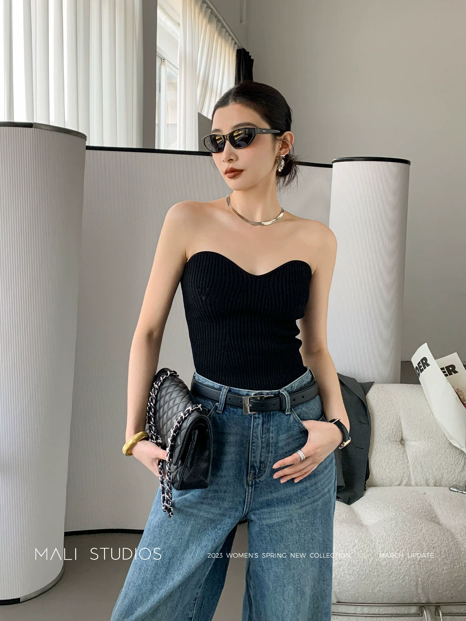 MALI|复古回潮_春夏修身弹力显瘦针织胸衣抹胸 - Image 3