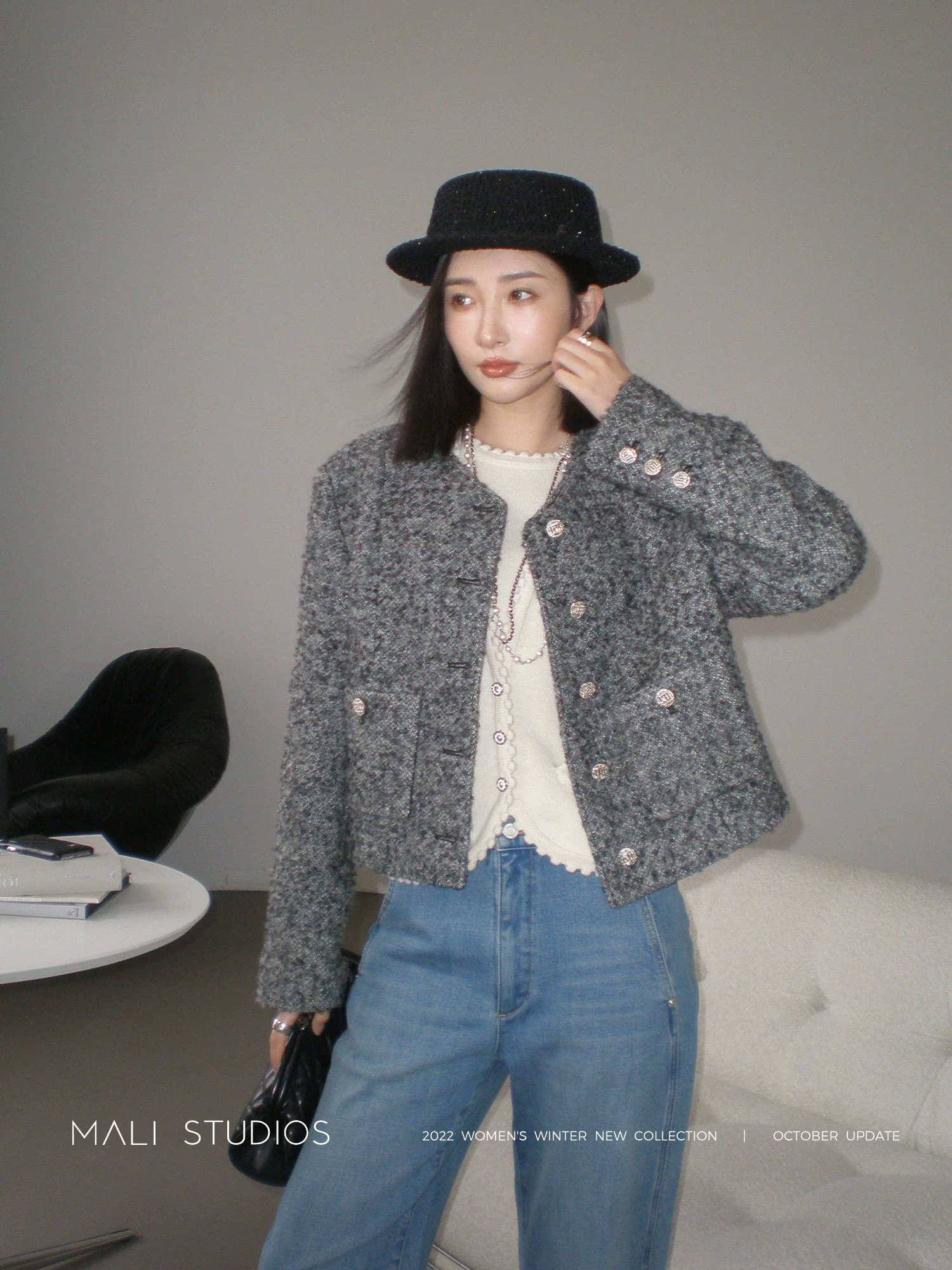 MALI|意大利进口圈圈纱 CE风时髦箱型外套 - Image 2