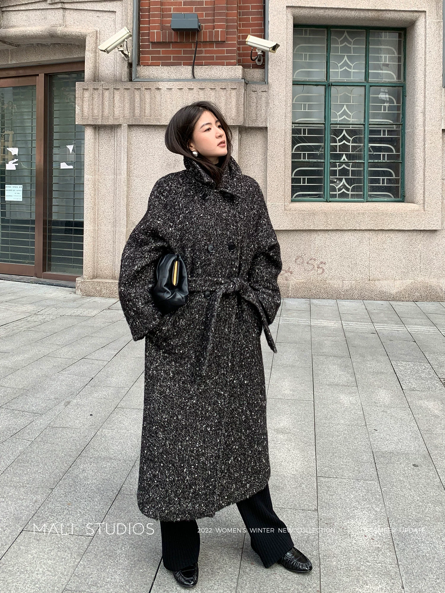 MALI|INS博主欧尼大衣_意大利进口人字纹长款/短款廓形大衣 - Image 5