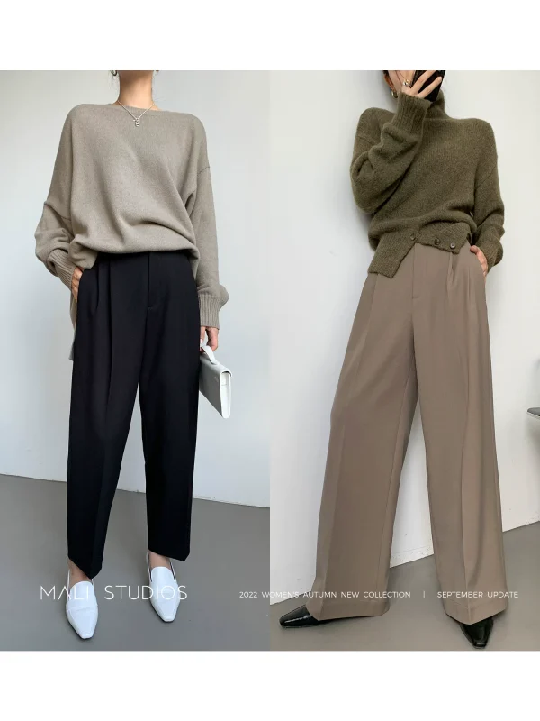 MALI｜人手bi备超赞双裤型｜时髦双褶阔腿裤/锥形西裤