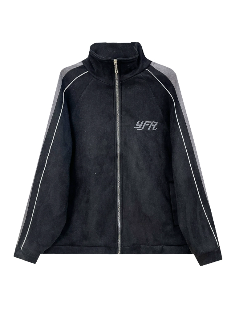 高级感字母刺绣气质外套2024秋季新款韩版女磨毛立领拉链开衫上衣 - Image 5