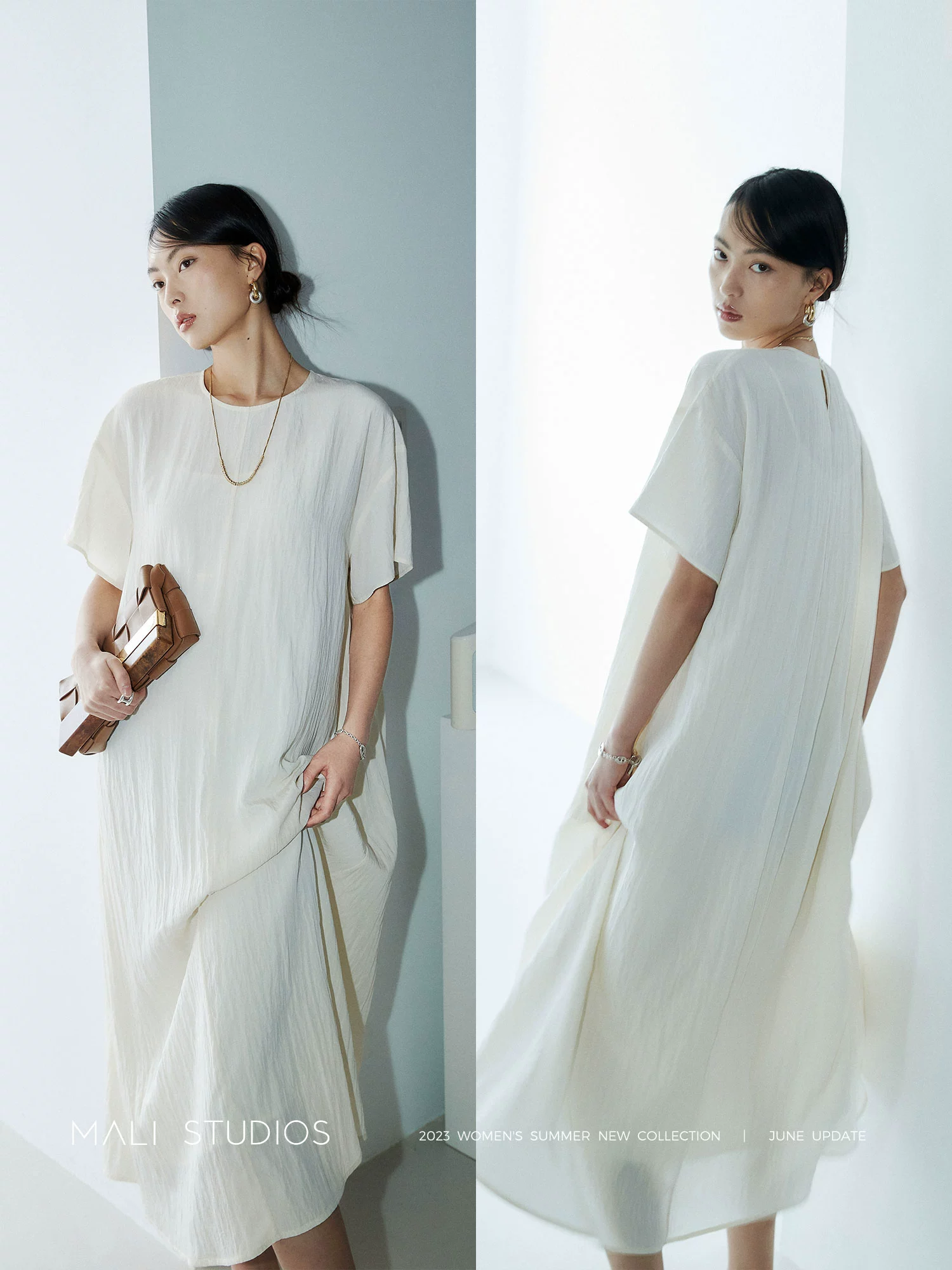 MALI|微皱肌理感面料_清凉舒适極简泡泡无袖背心空气裤连衣裙 - Image 2