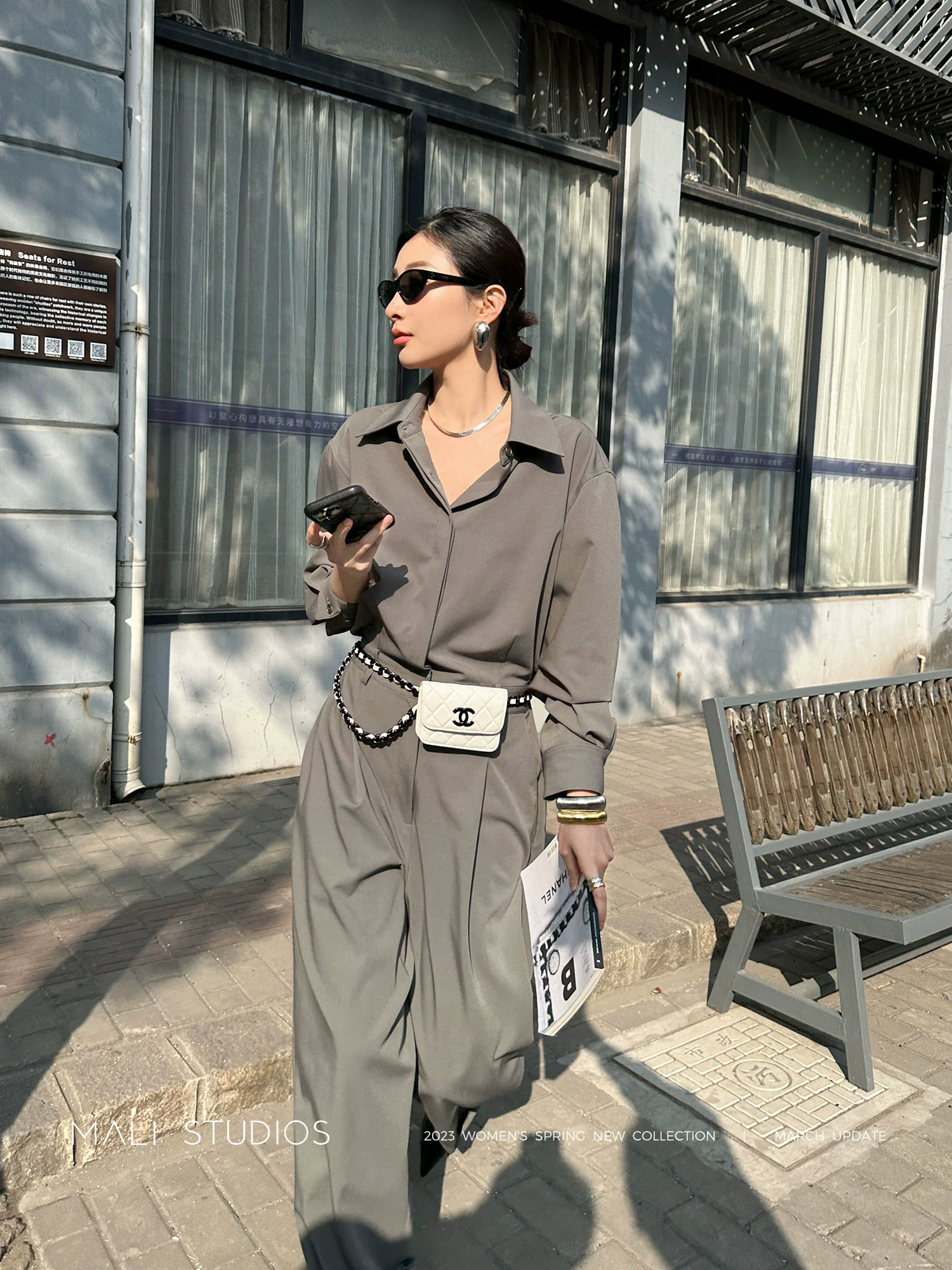 MALI宽松休闲连体裤春秋别致高级感连身裤黑色连衣裤连体套装女 - Image 2