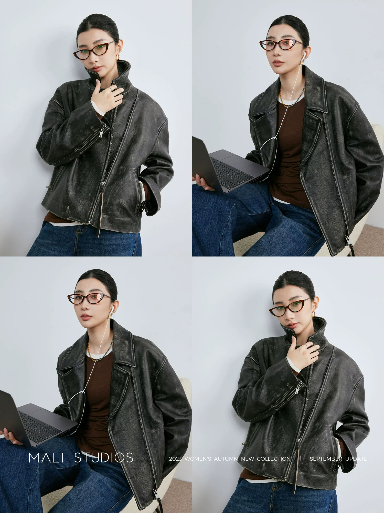 MALI|重磅手工擦色牛皮_复古摩登飒酷VTG做旧风机车皮夹克 - Image 4