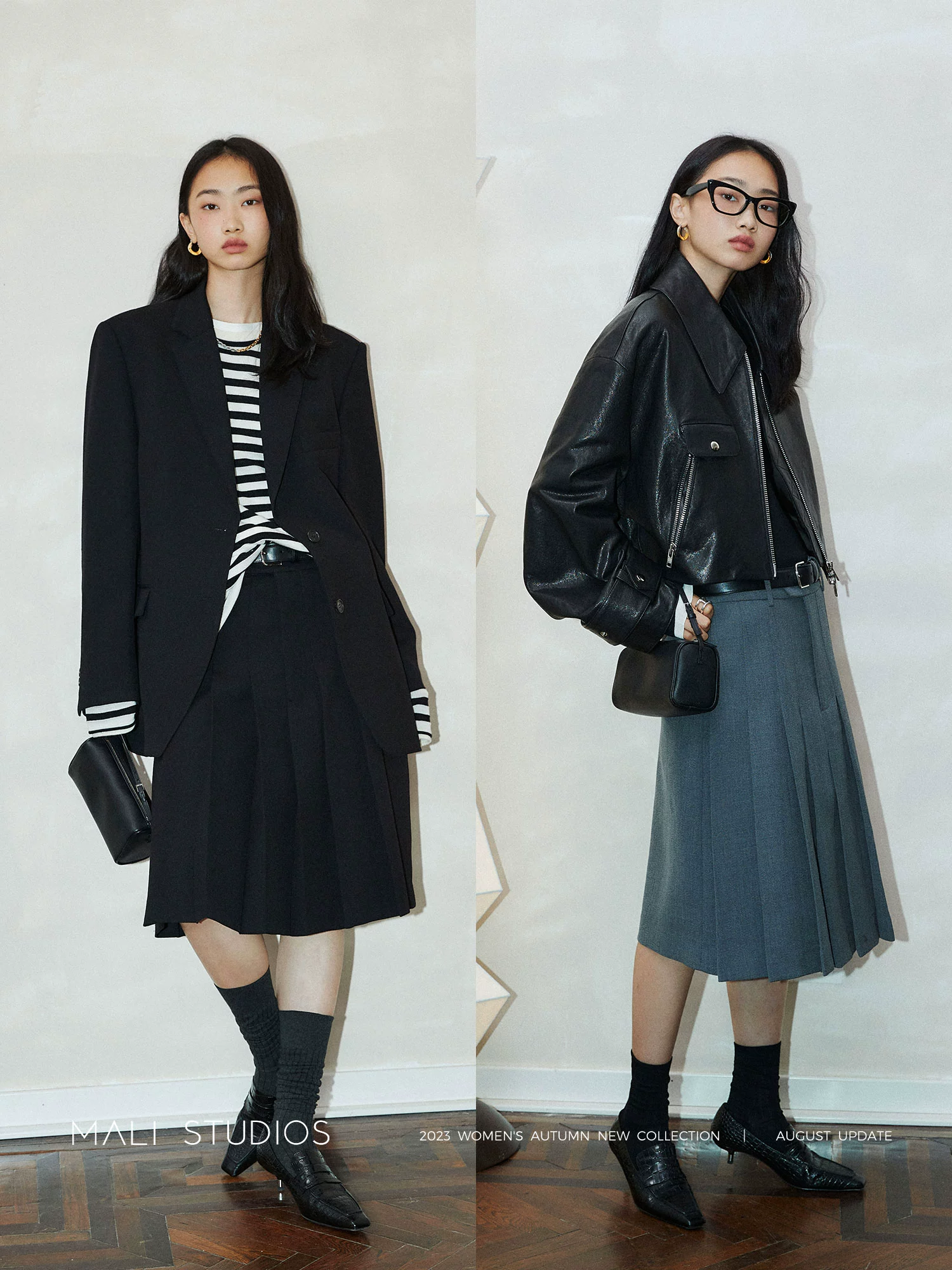 MALI|知识分子风套装_高端精纺羊毛经典廓西+长&短百褶裙 - Image 4