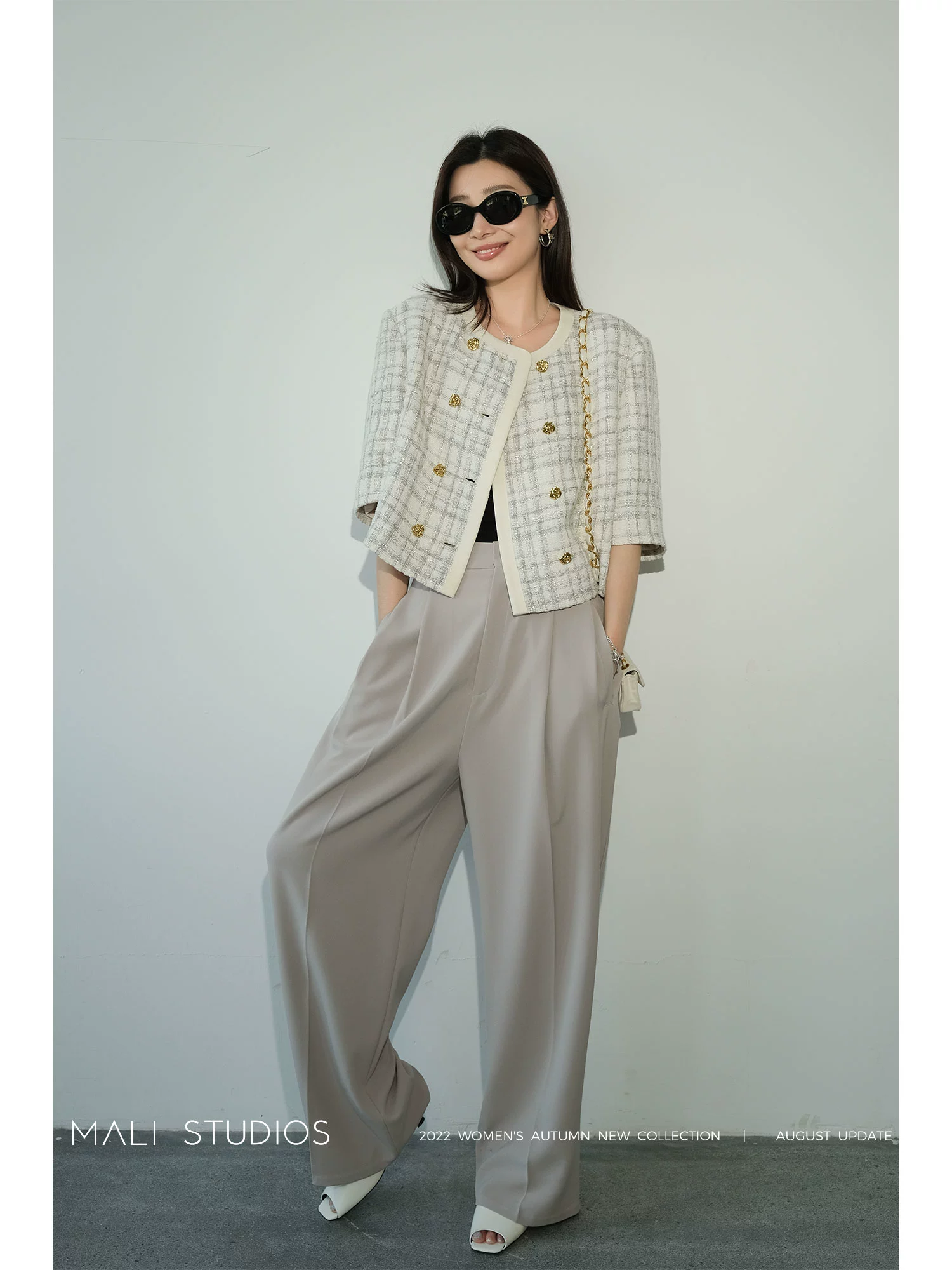 MALI|打造超模腿|定制四面弹高腰防透微锥阔腿裤 - Image 3