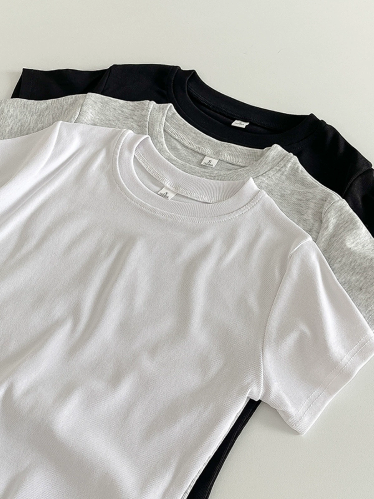 百搭纯色修身短袖套头T恤2024秋季新款韩版女装洋气简约休闲上衣