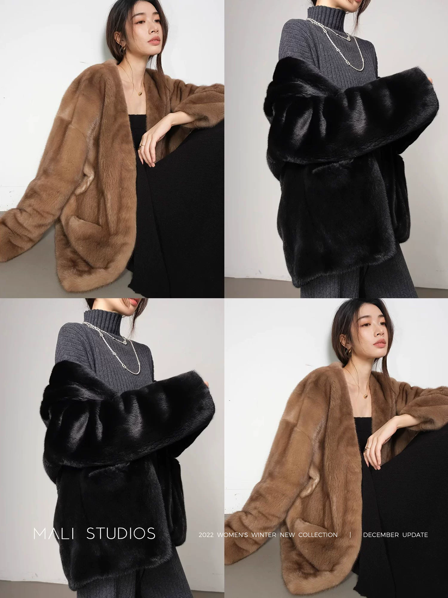 MALI|丹麦进口紫标级天鹅绒_V领皇冠水貂皮草外套 - Image 4