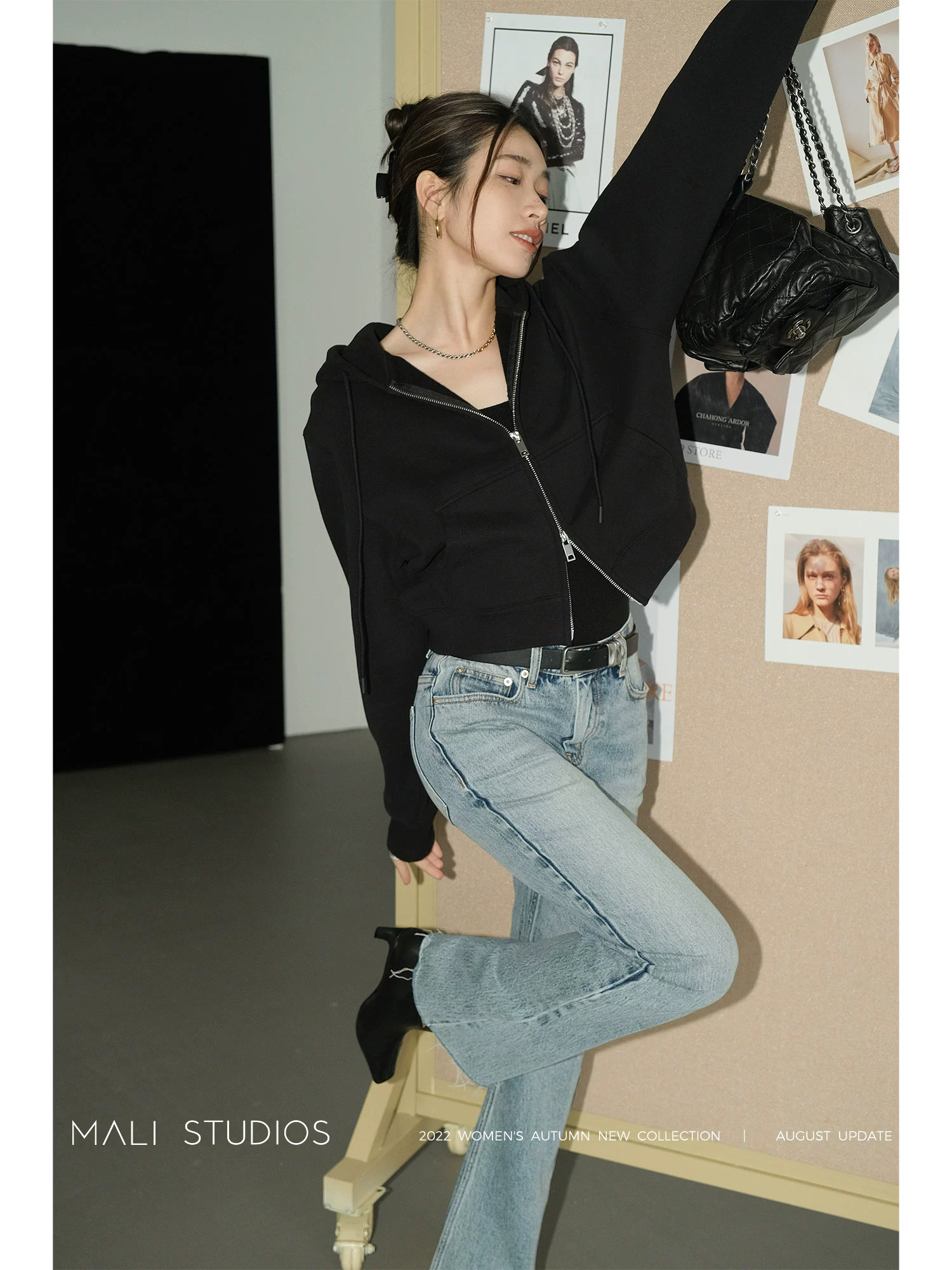 MALI|美式复古休闲私服|舒绒棉加厚连帽卫衣/短外套/束脚运动裤 - Image 4