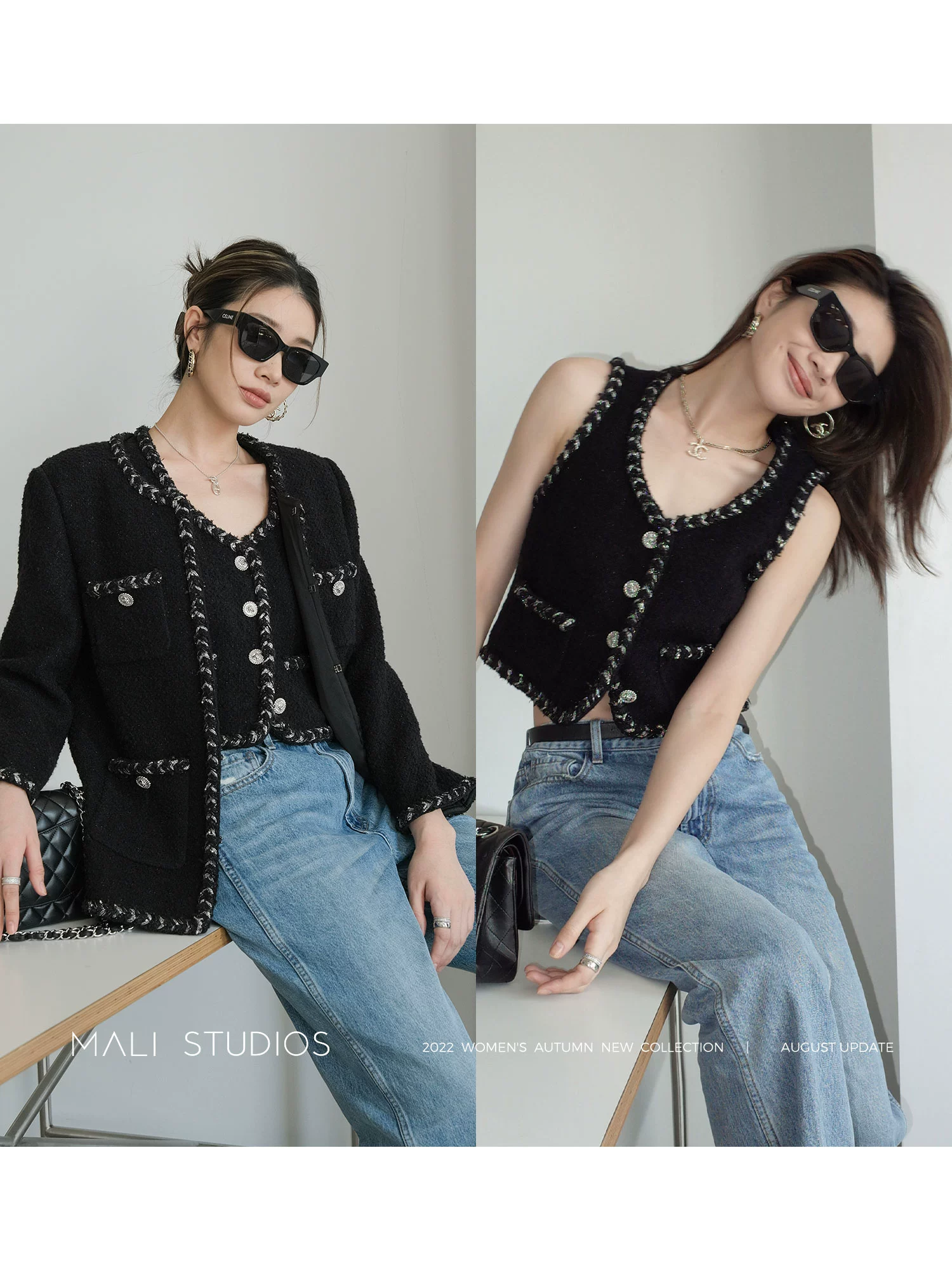 MALI|定制羊毛圈圈纱粗花呢|纯手工编织带小香风三件套 - Image 4