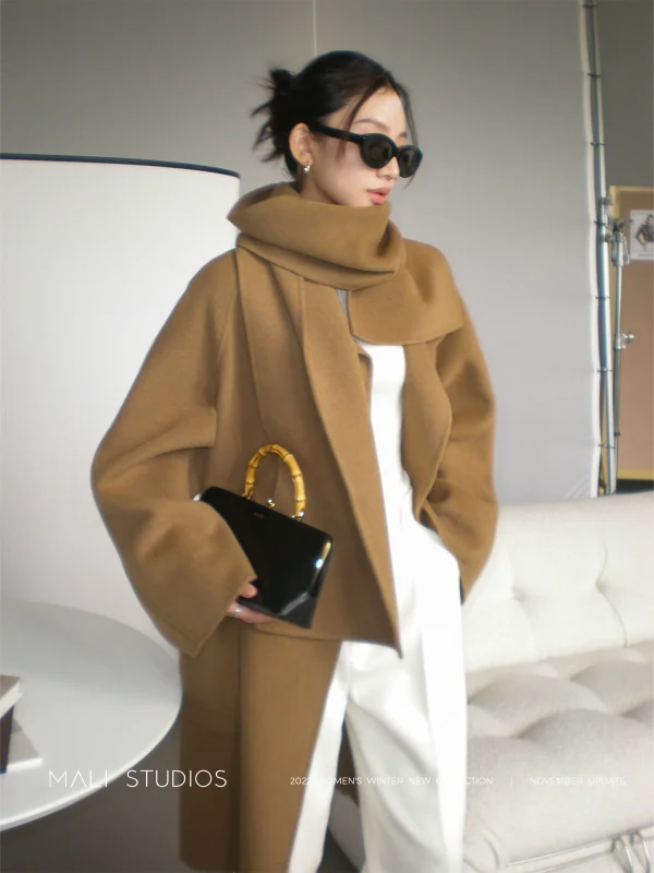 MALI｜私服INS博主款_TOT*M*风双面呢围巾斗篷大衣