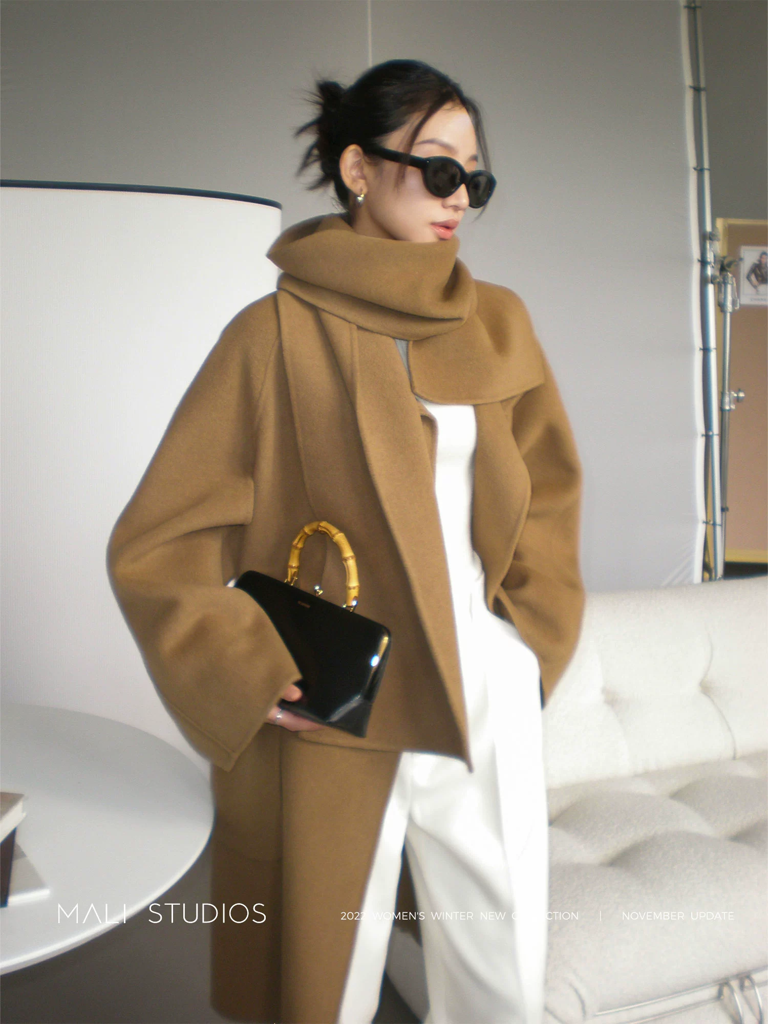 MALI|私服INS博主款_TOT*M*风双面呢围巾斗篷大衣