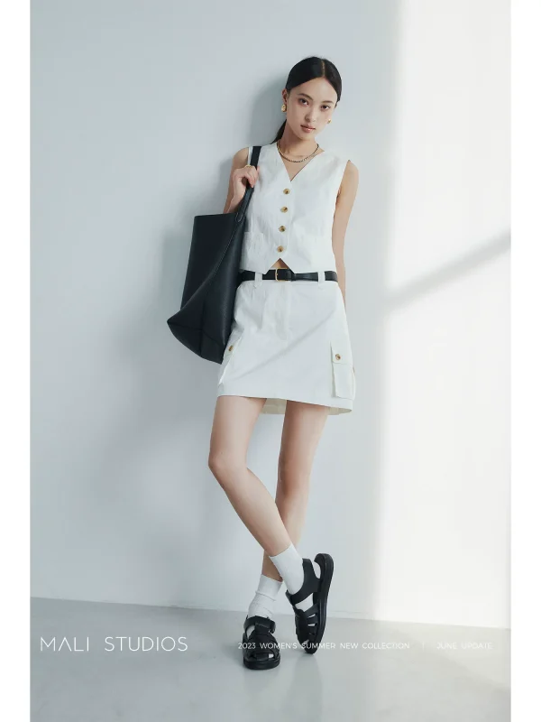 MALI｜INS时装工装风_复古设计感立体口袋工装四件套装