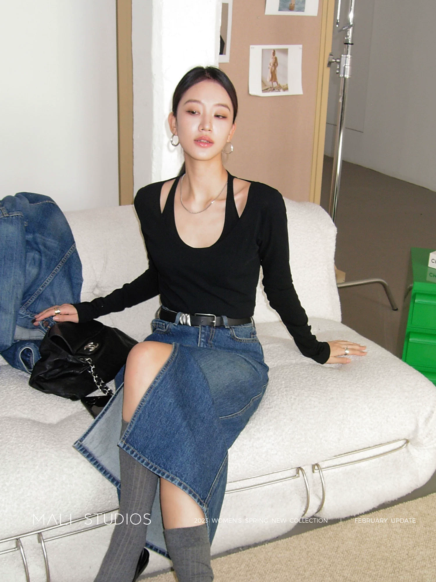 MALI|双层解构设计_强捻全棉针织微透假两件修身T恤