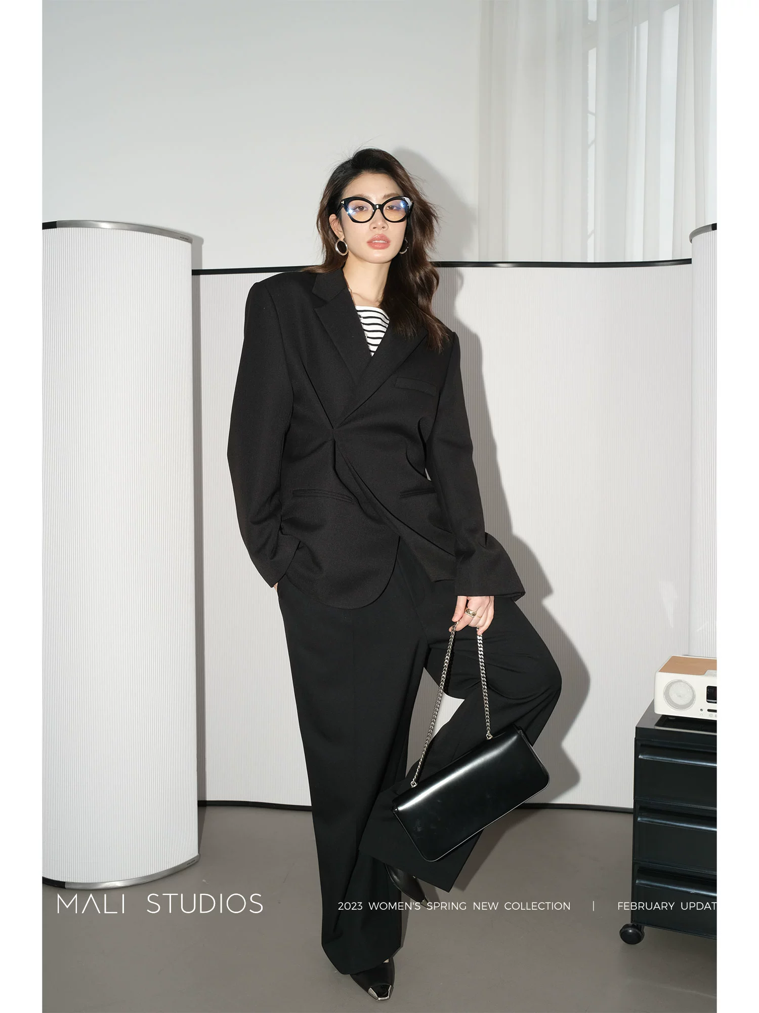 A*ne风格澳毛/TR羊毛_ 两穿造型感时髦宽肩西装&橡筋西裤 - Image 3