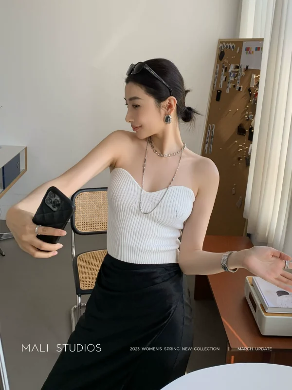 MALI｜复古回潮_春夏修身弹力显瘦针织胸衣抹胸