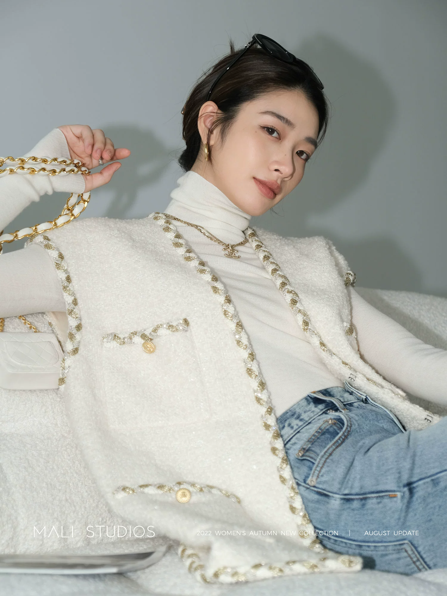 MALI|定制羊毛圈圈纱粗花呢|纯手工编织带小香风三件套 - Image 3