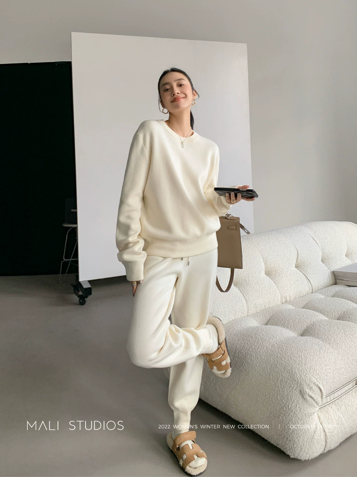 MALI|獨家御寒定制可机洗羊毛 圆领连帽束脚裤三件套 - Image 2