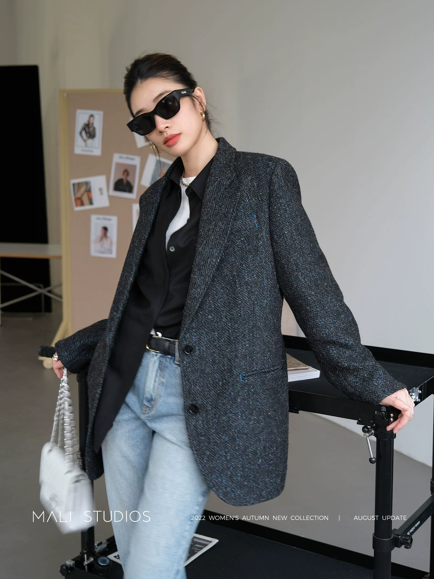 MALI|高级定制花式混色粗纺羊毛|经典复古廓形西装