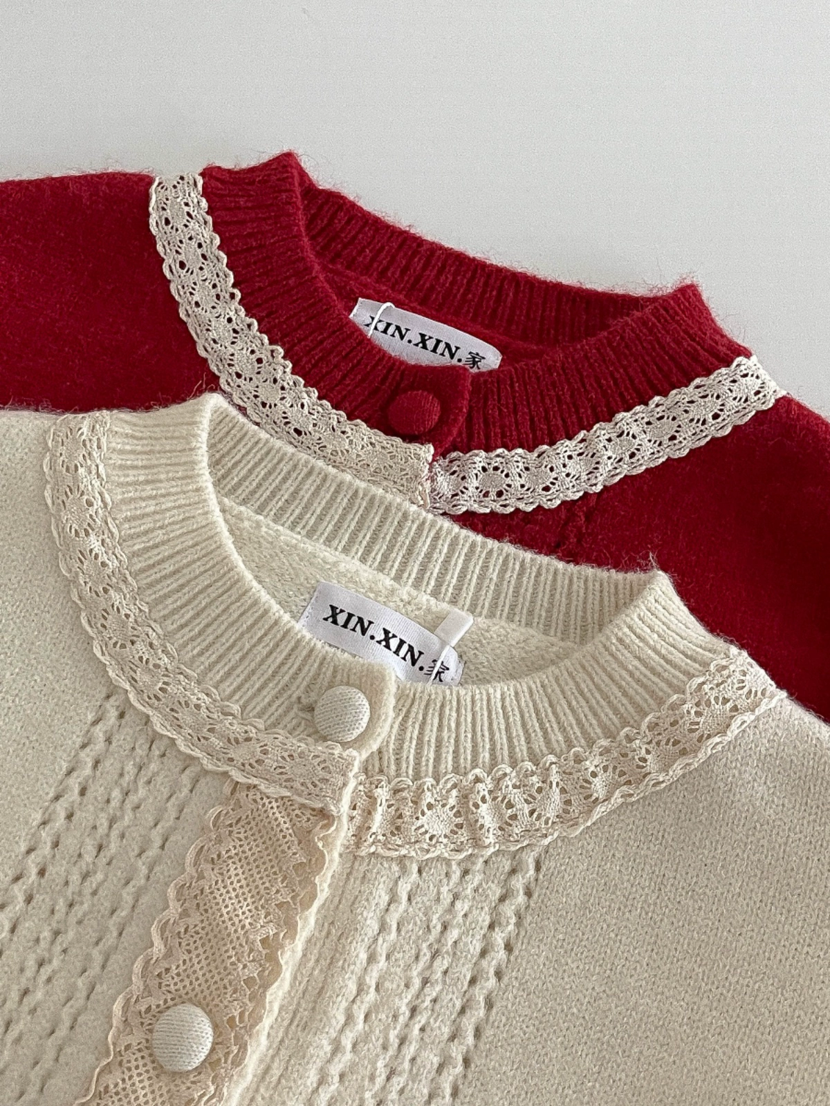 花边撞色减龄针织毛衣2024秋冬新款韩版女装休闲甜美长袖开衫上衣 - Image 4