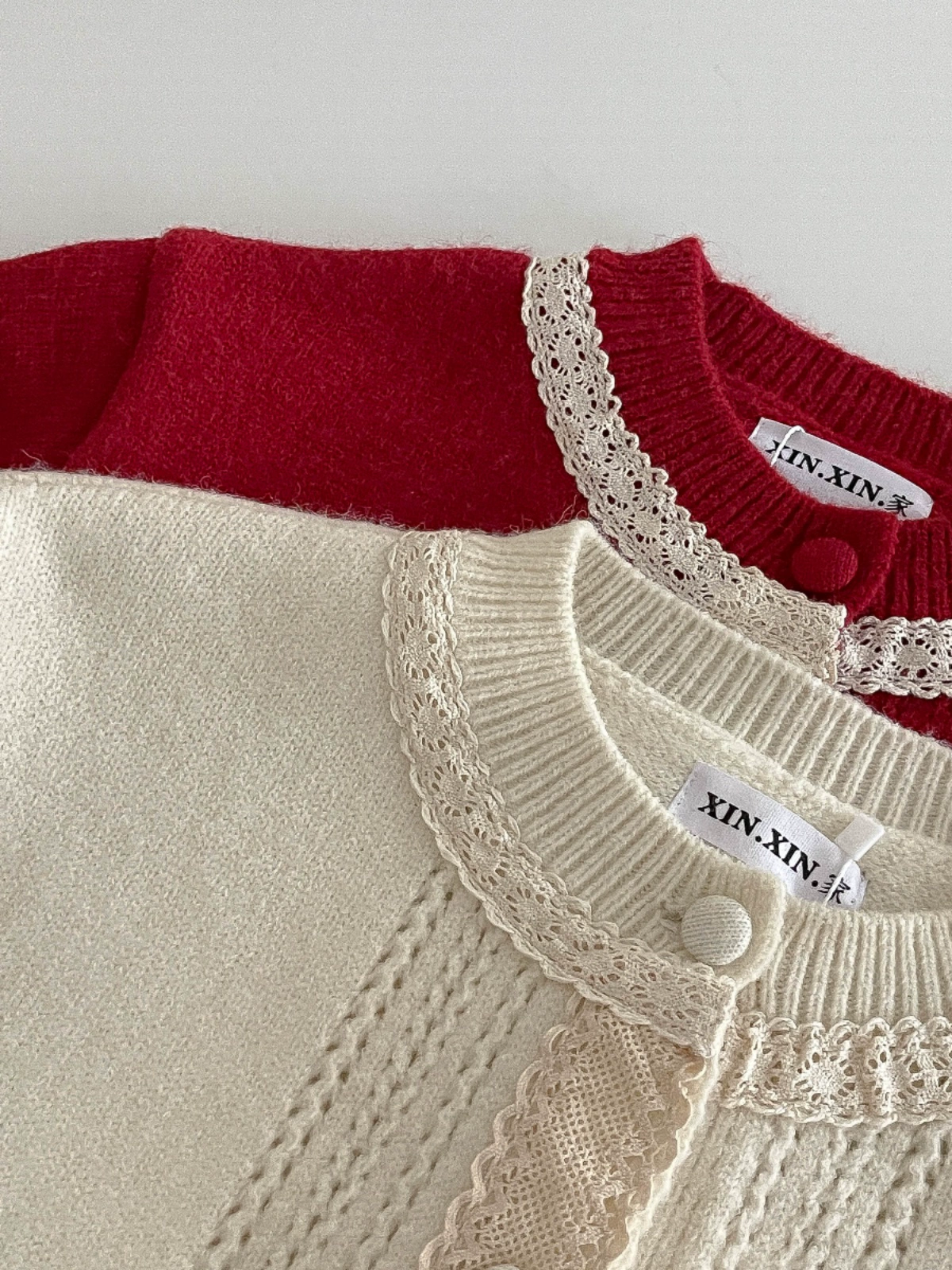 花边撞色减龄针织毛衣2024秋冬新款韩版女装休闲甜美长袖开衫上衣 - Image 5