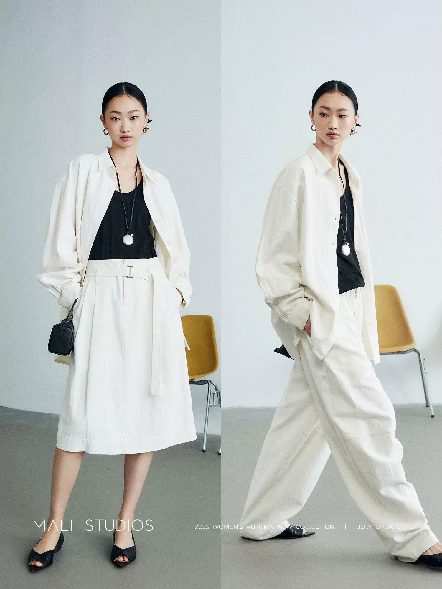 MALI|随性LM风_高密斜纹棉麻宽松廓形衬衫外套/半身裙/圆弧裤