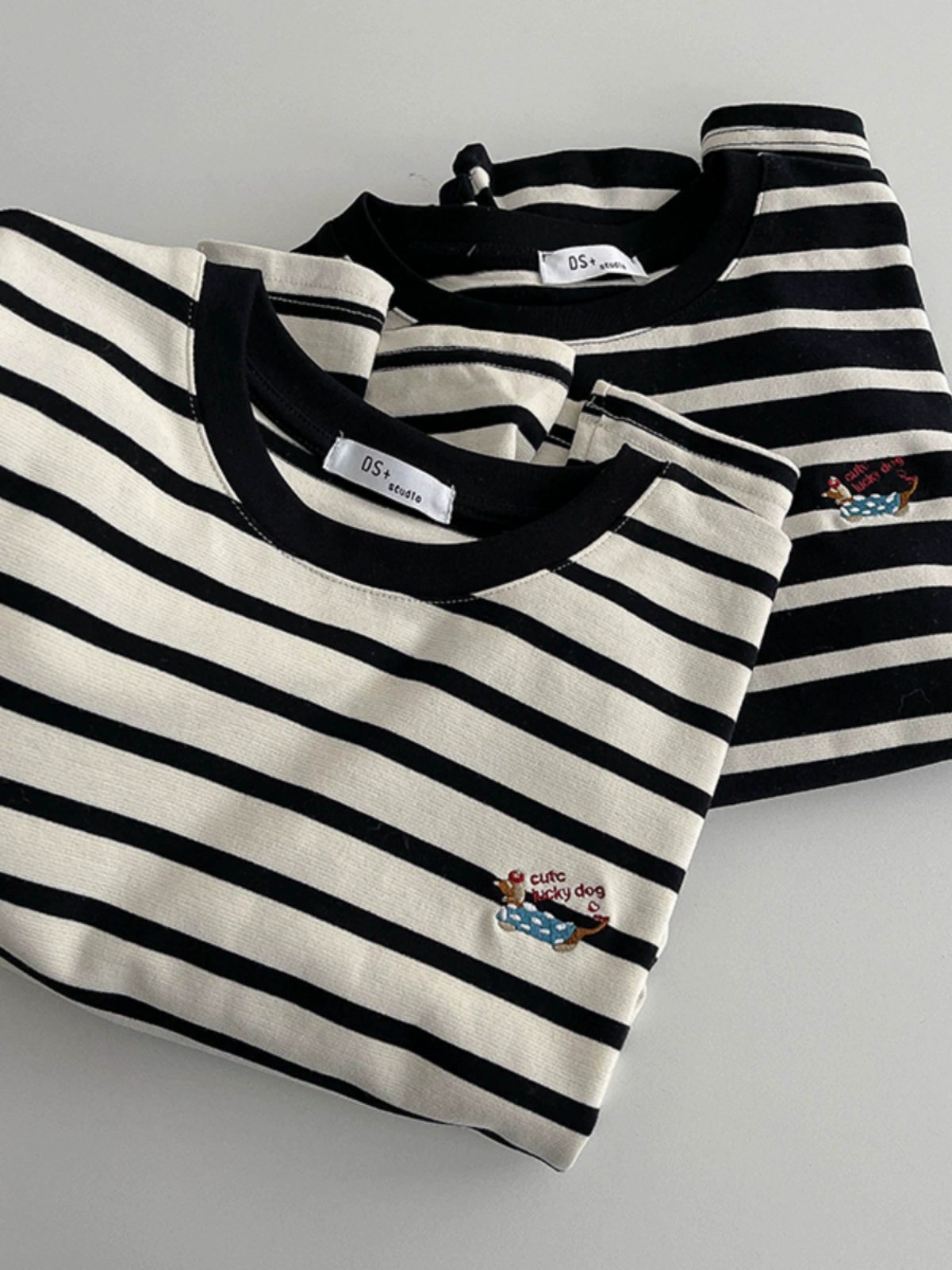 元气条纹撞色宽松长袖T恤2024秋季新款韩版女装包边套头长袖上衣