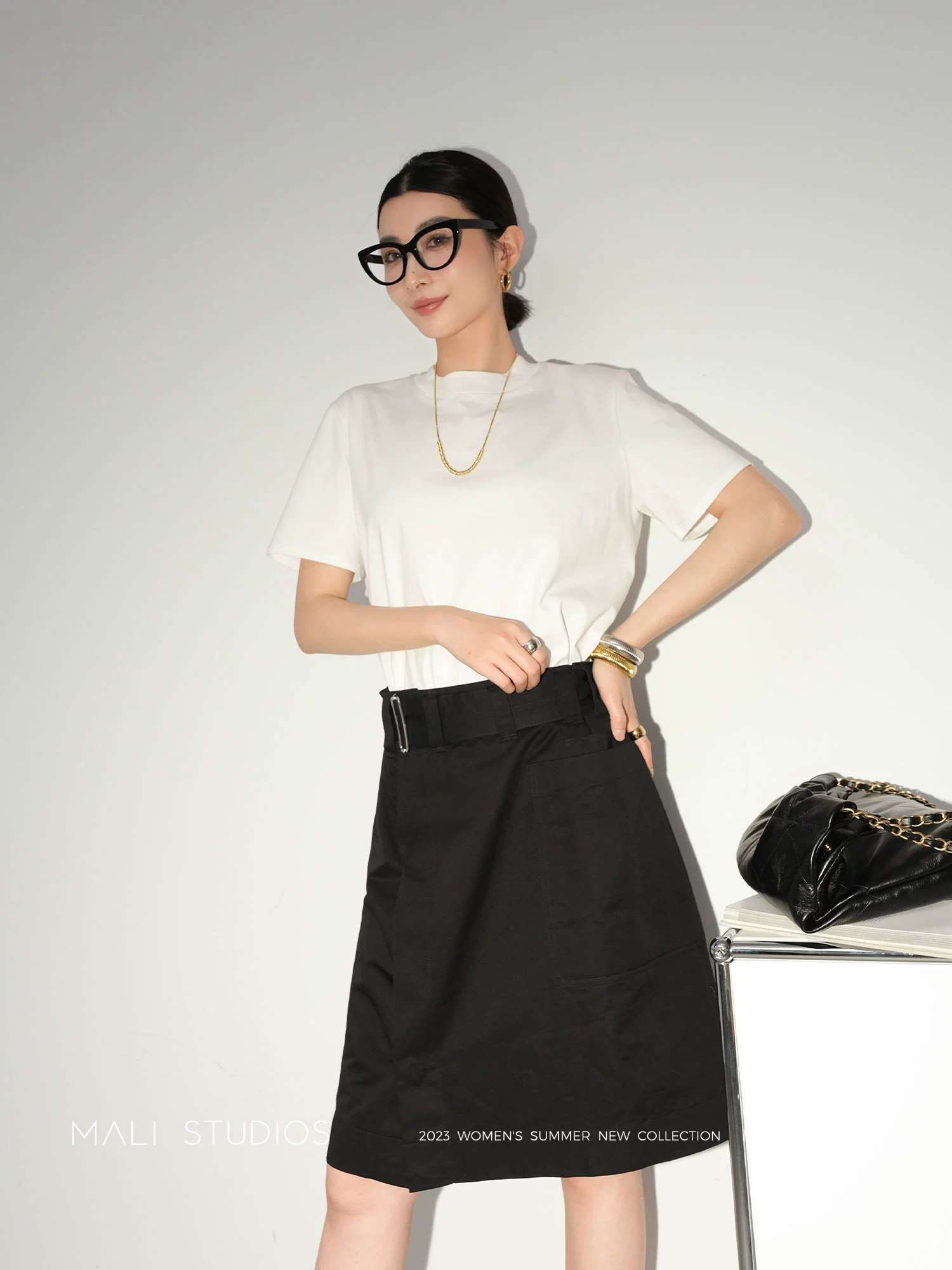 MALI|定制棉麻&醋酸羊毛混纺_L*MAIR*风一片式大口袋工装半身裙 - Image 4