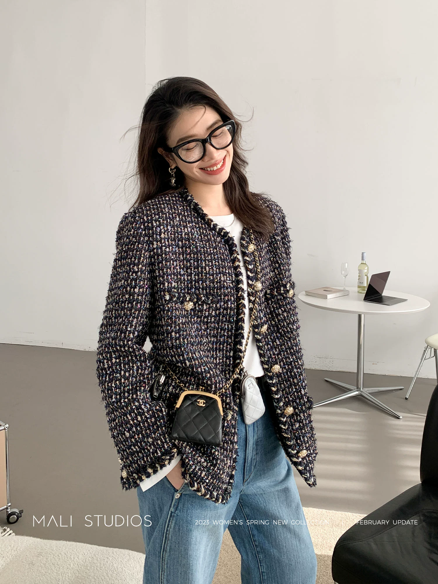 MALI|意大利进口黑白香香&缤纷落日彩色珠片纱高定小香外套 - Image 5