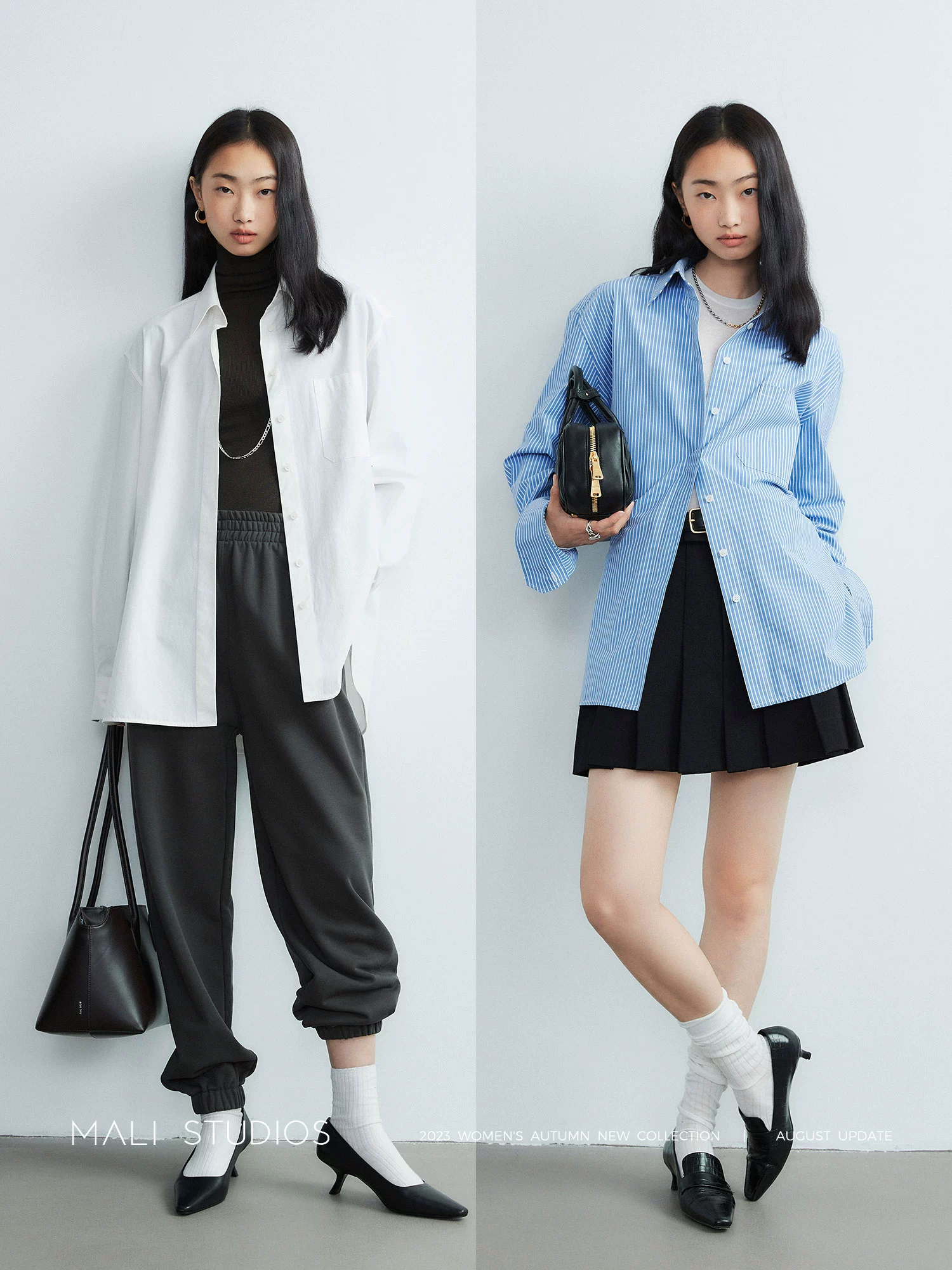 MALI|极简纸片人_时髦百搭40S精梳棉&色织条纹显瘦利落衬衫 - Image 4