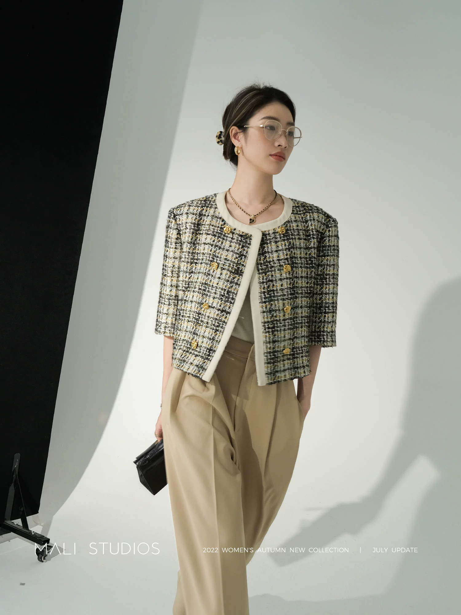 MALI 高及混色粗花呢|精致撞色短箱式小香外套 - Image 3