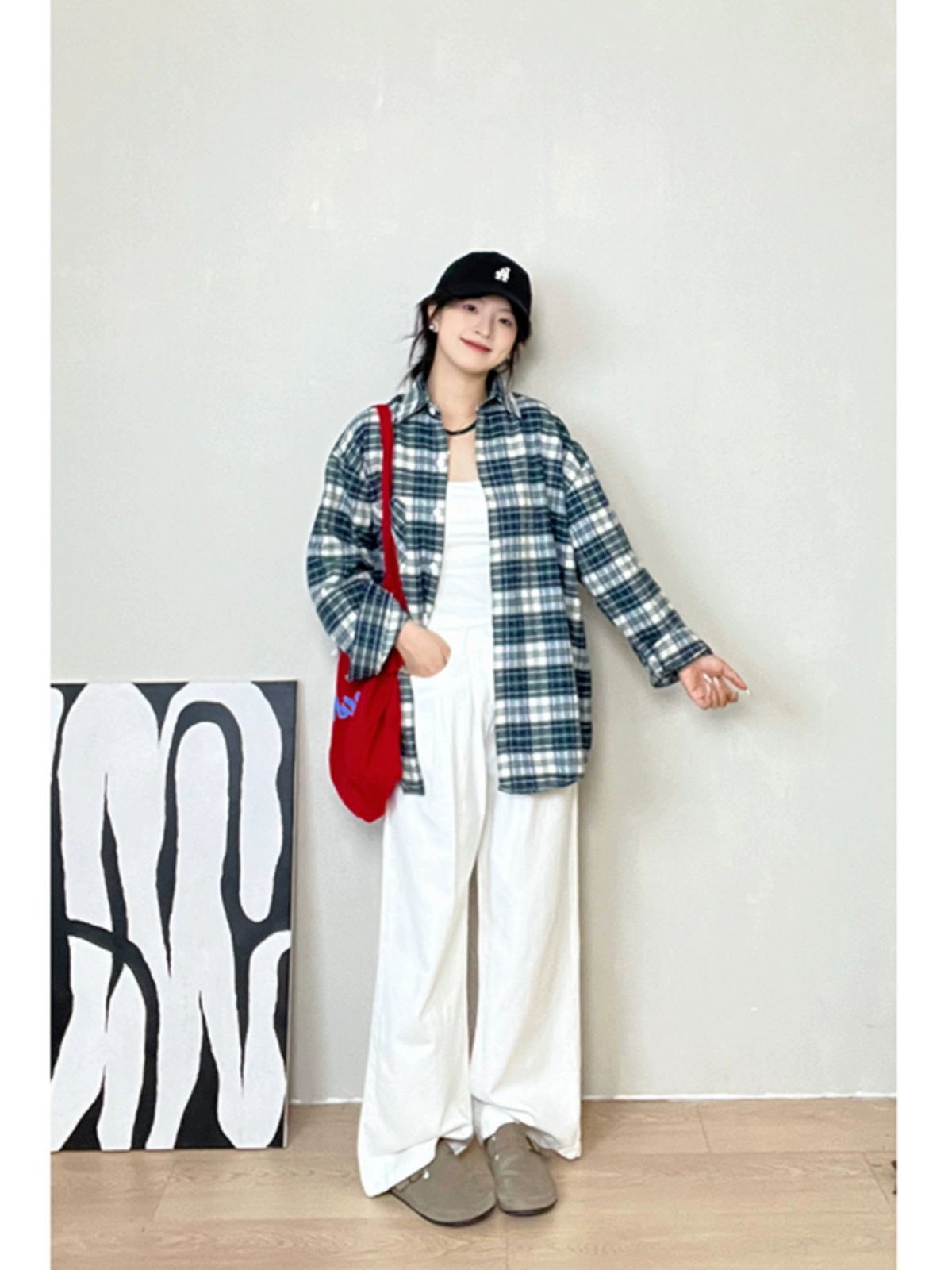 2024年秋季新款高腰阔腿裤直筒裤牛仔裤美式复古裤子白色休闲裤女 - Image 4