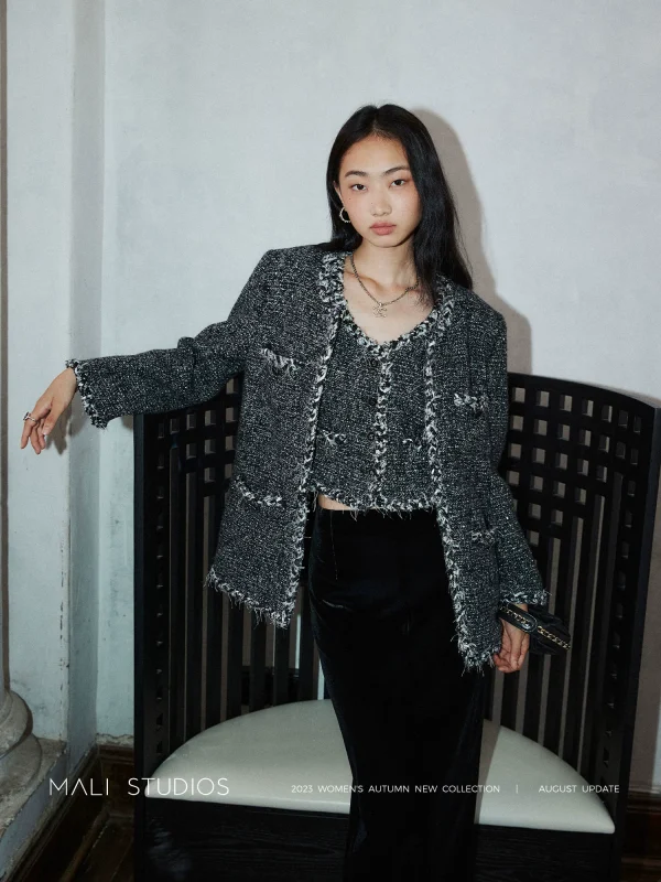 MALI|经典再现_气质肌理感羊毛粗花呢 矜贵香风外套马甲