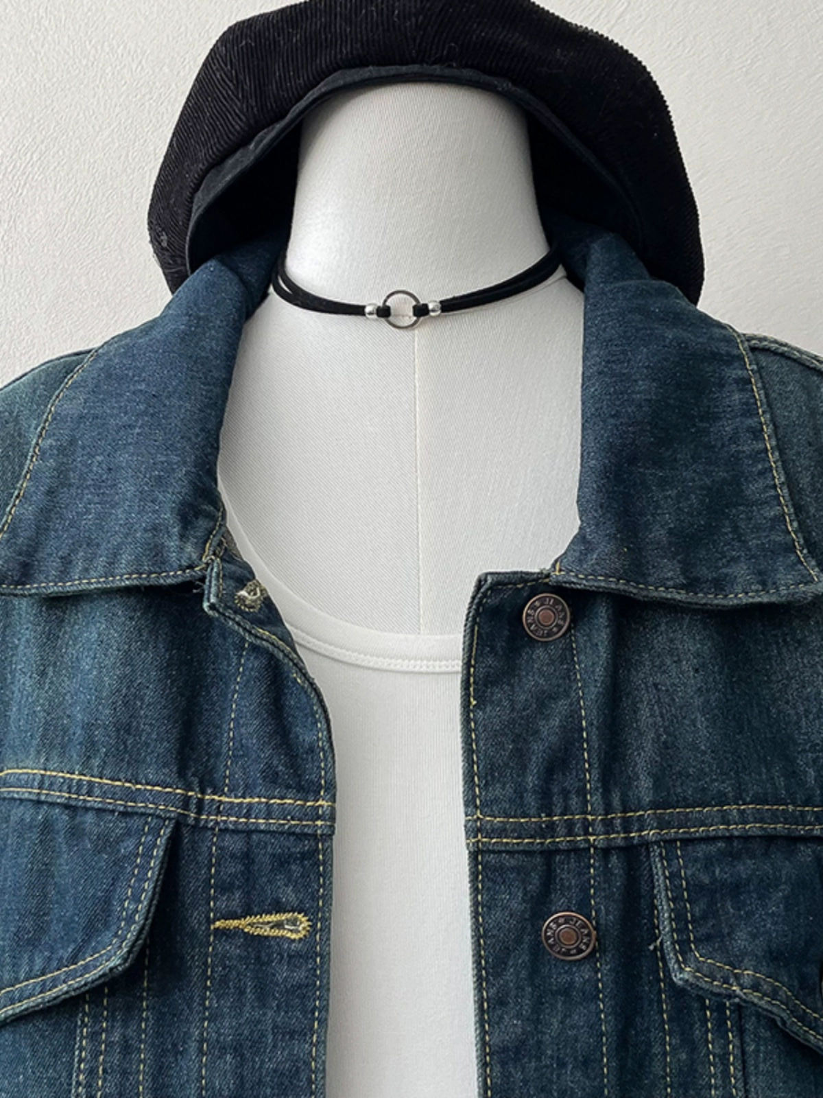 时尚复古翻领牛仔短外套2024秋季新款女装百搭宽松单排扣长袖上衣 - Image 2