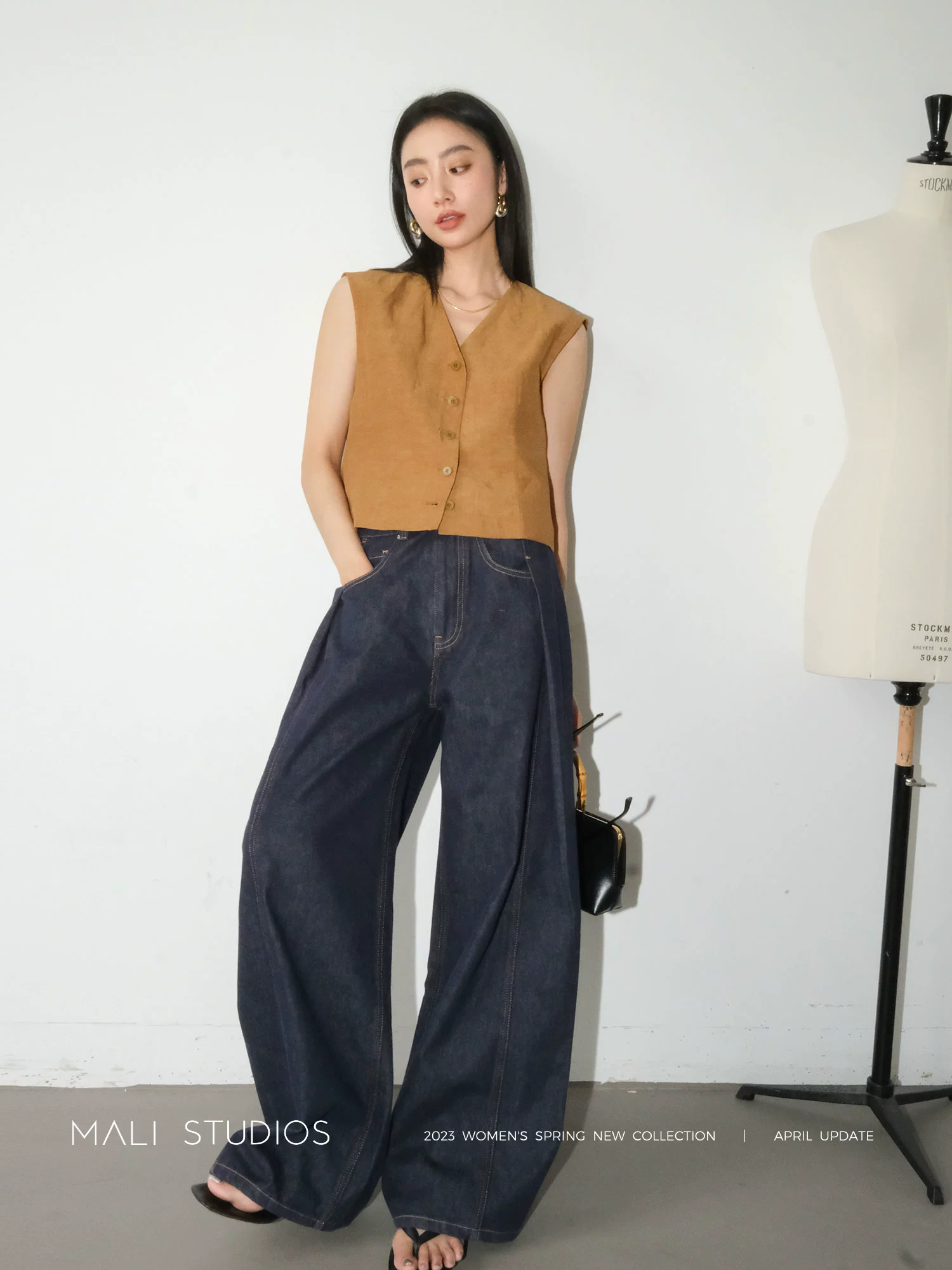 MALI|时髦流浪裤_解构主义经典随性阔腿牛仔裤 - Image 4