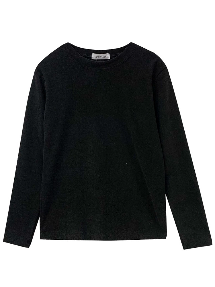 纯色圆领直筒简约T恤2024秋季新款女装减龄时尚长袖打底气质上衣 - Image 5