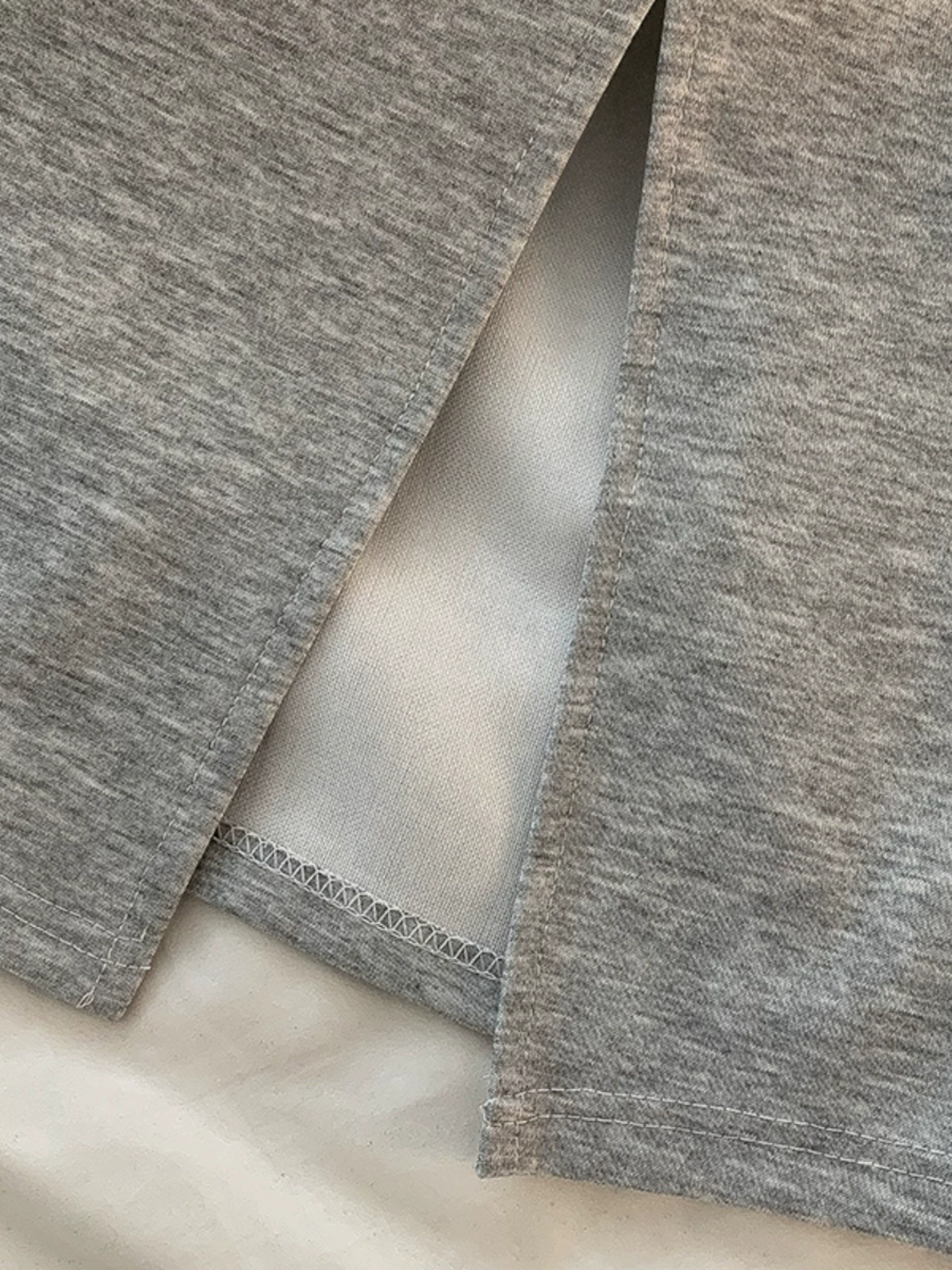 纯色休闲简约开叉半身裙2024秋季新款韩版女装中长款松紧腰A字裙 - Image 3