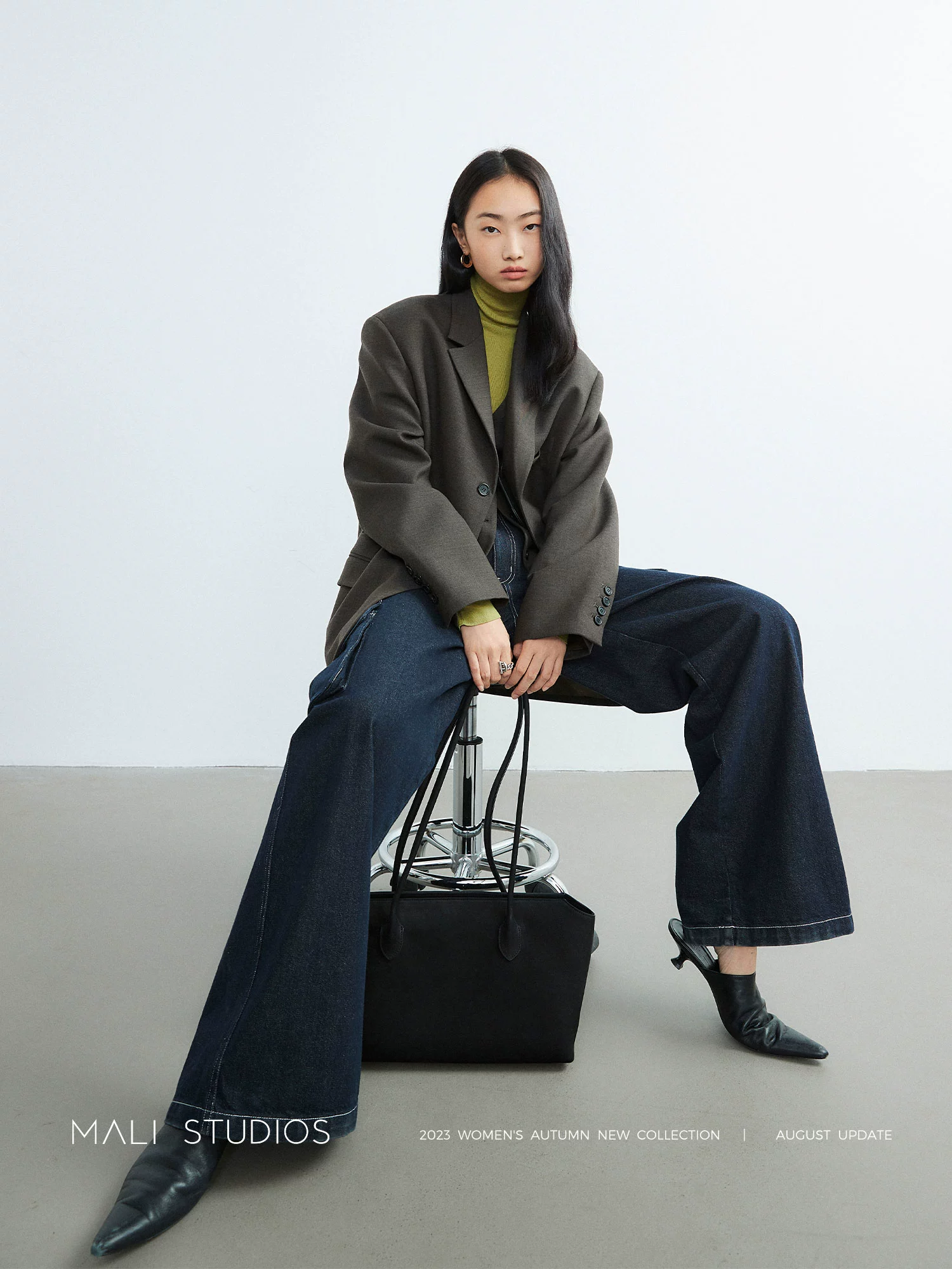 MALI|Clean fit_复古经典靛蓝工装口袋阔腿牛仔裤 - Image 4