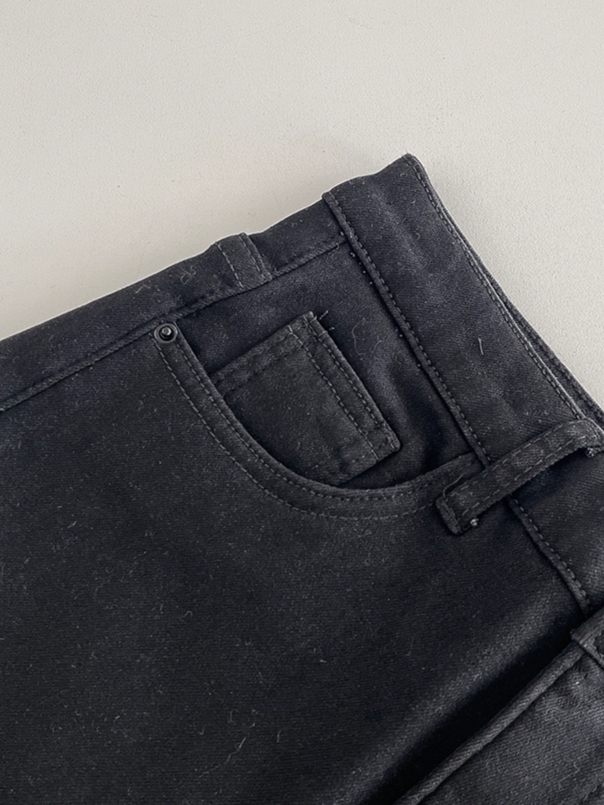 加绒加厚黑色牛仔裤女装2024冬季新款韩版高腰宽松宽松阔腿长裤子 - Image 2