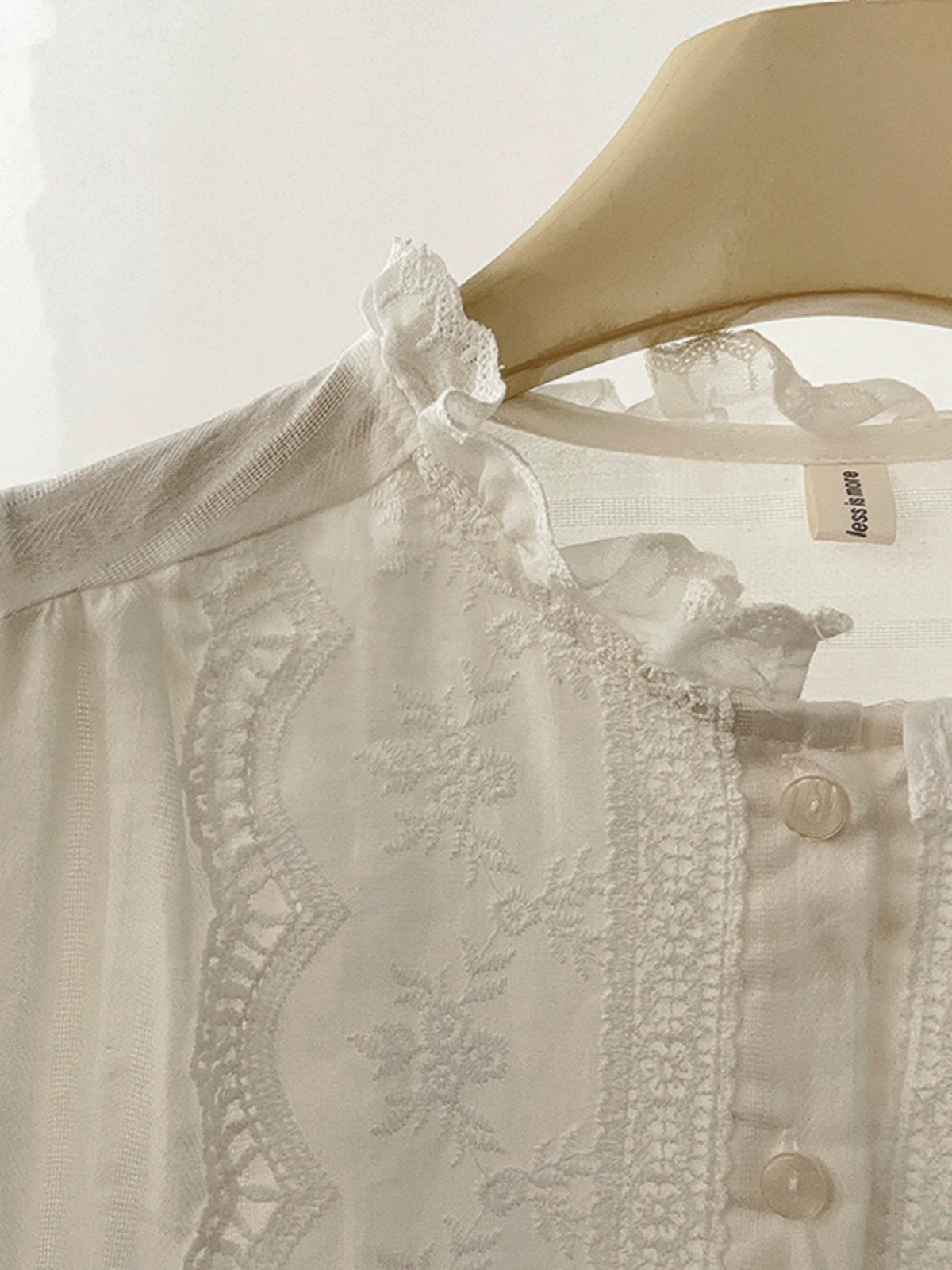 蕾丝花边百搭长袖开衫衬衫2024秋季新款韩版女装宽松显瘦百搭上衣 - Image 2