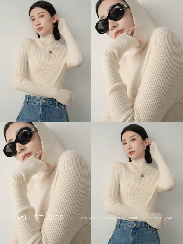 MALI｜博主同款 加厚荃羊毛无缝连帽/高领针织打底