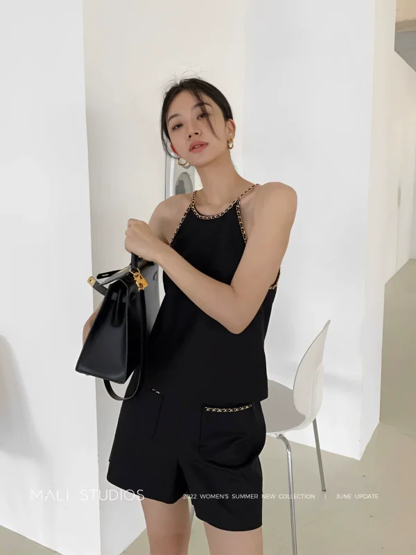 COCO小香VTG金链条｜精致优雅混纺人丝麻四件套