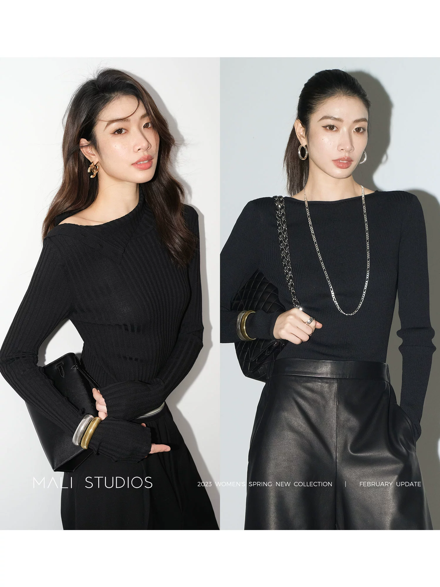 MALI|日本进口时装感羊毛_强捻工艺一字肩&两穿肩扣显瘦针织衫