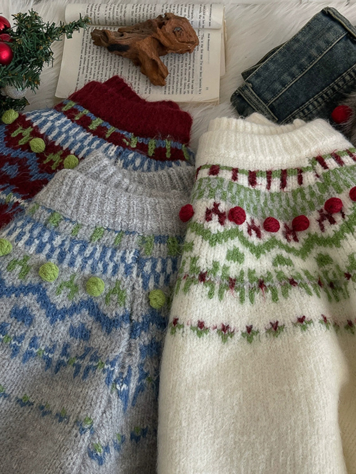 撞色高级感休闲长袖针织衫2024秋季新款韩版女洋气套头圣诞毛衣潮