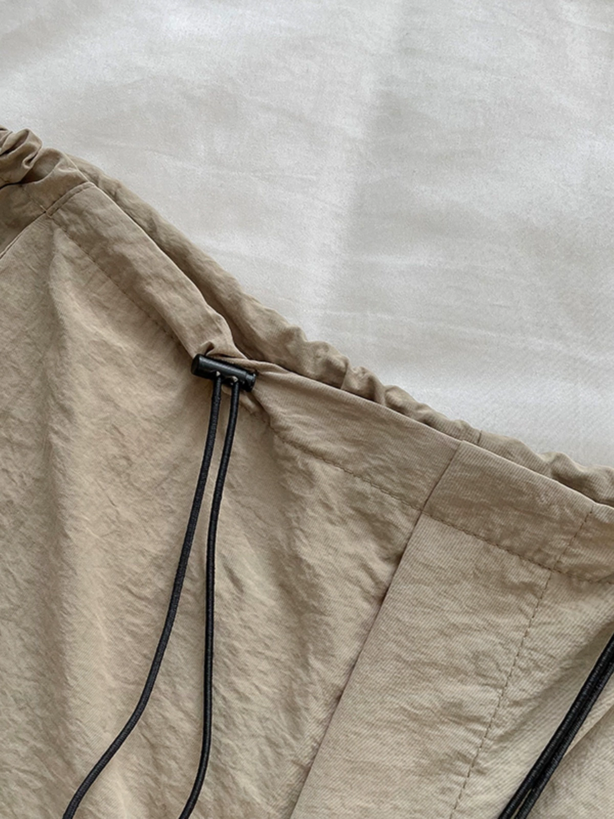 个性纯色抽绳束脚工装休闲裤2024秋季新款女装百搭速干宽松阔腿裤 - Image 2