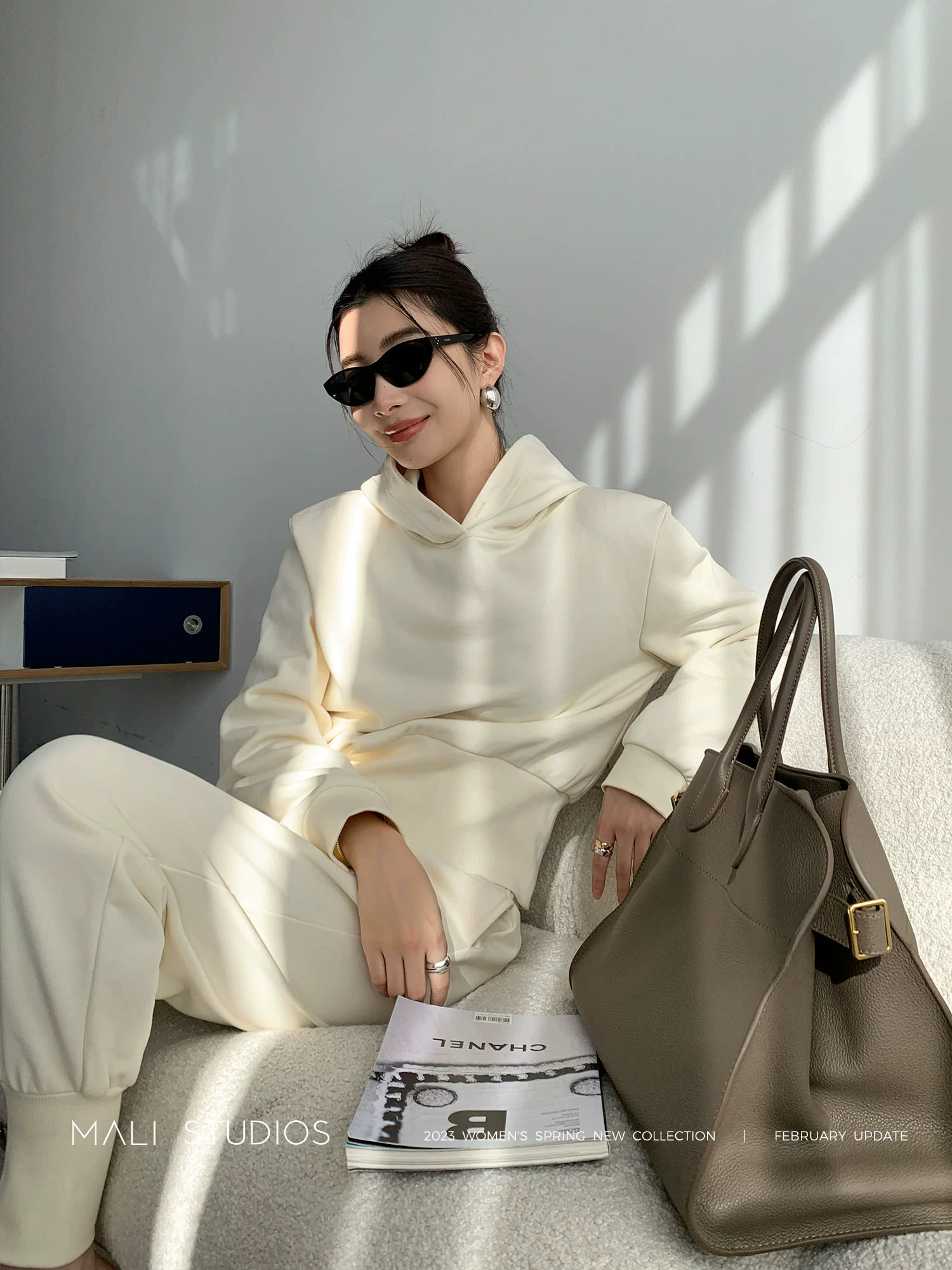 MALI|高克重新疆长绒棉_时髦百搭运动连帽卫衣束脚裤套装 - Image 2