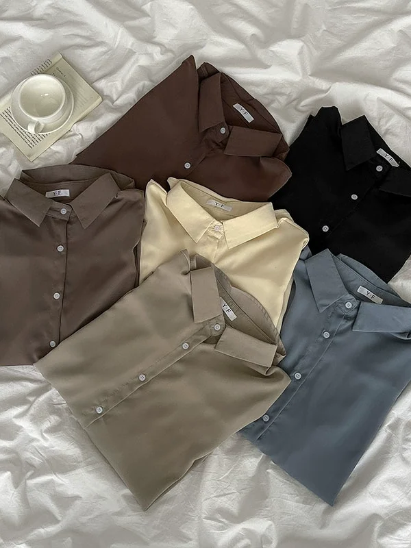 女士衬衫休闲百搭2024年春秋新款小众设计文艺小清新宽松长袖衬衣